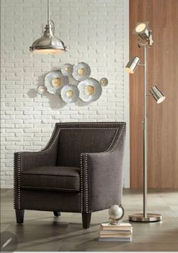 Modern 3-Light Floor Lamp Brushed Nickel Adjustable Spotlights