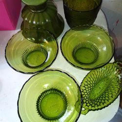 avocado green vintage glass bundle
