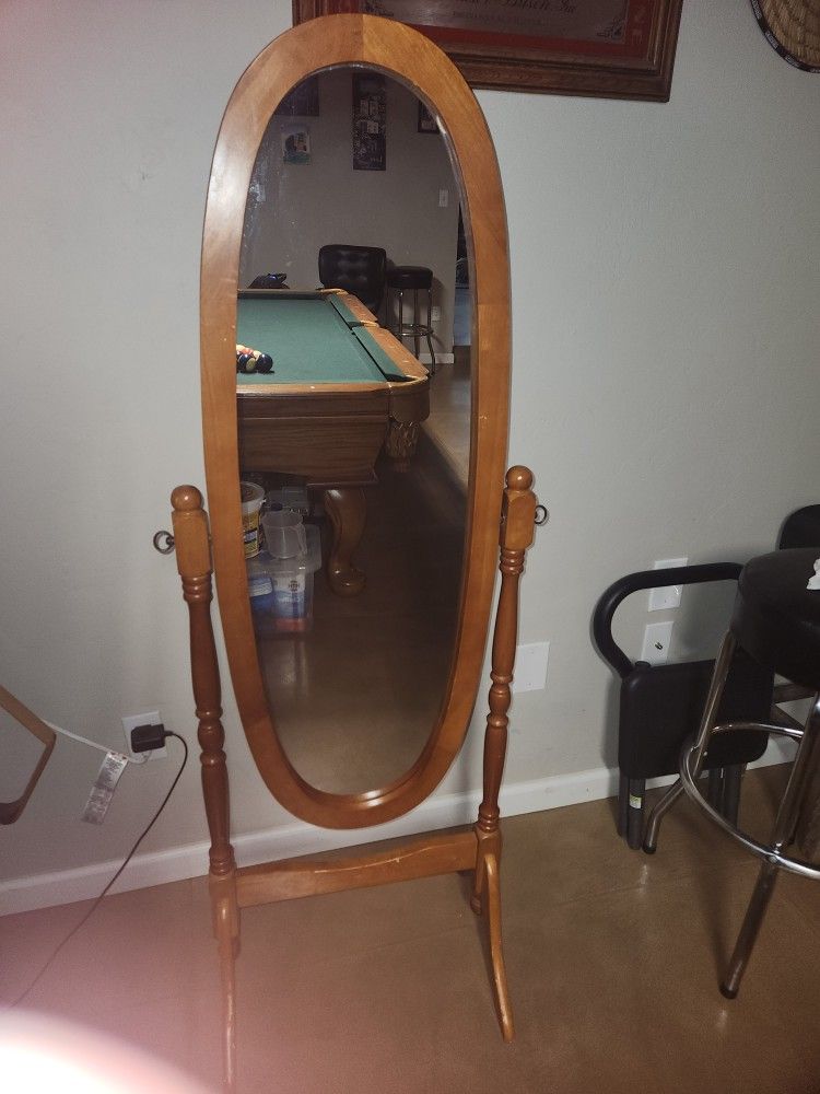 Swivel Full Length Wood Floor Mirror