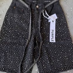 purple jorts size 30 black 