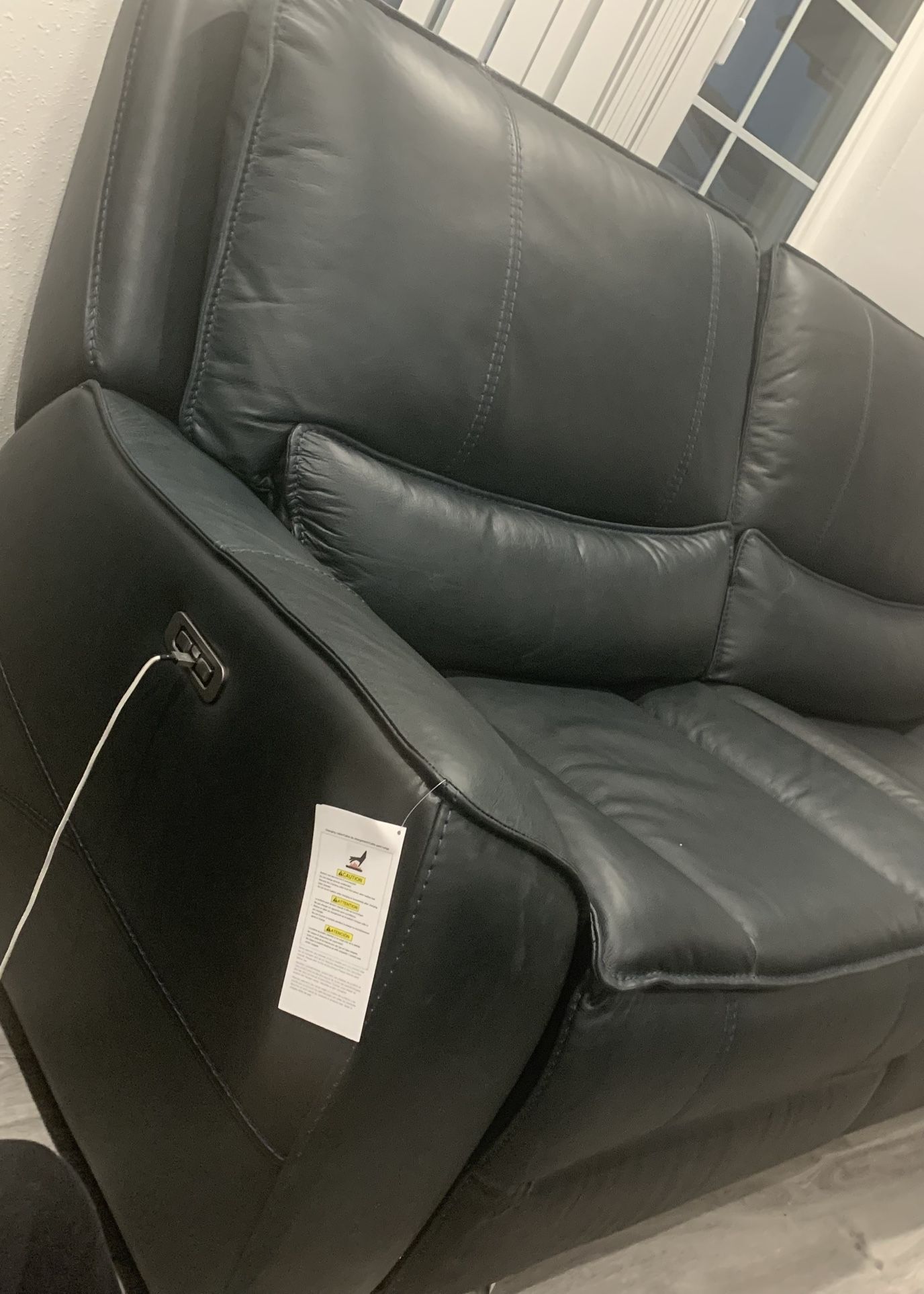 Montana Blue Leather Sofa