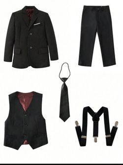 Boy Size 14Y - Black 5-Piece Suit