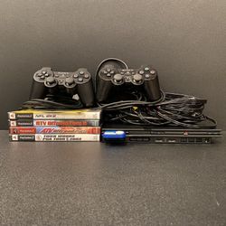 Sony PlayStation 2 PS2 Slim Console Bundle Controllers 6 Games Cords Memory Card