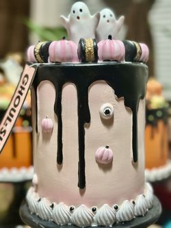 Halloween Pink Ghost Cake Decor 