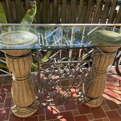 Glass Top Wrought Iron Wine rack Bar 