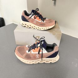 On running women’s shoes Pink Navy8 Mesh Lace Up Low Top Athletic Sneakers