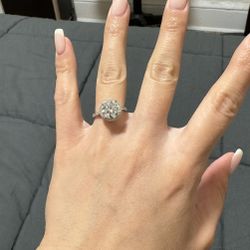 Moissanite Round Cut 3ct 925 Silver Ring  Size 4.5