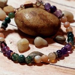 Handmade Amethest, Agate, & Sunstone Bracelet! 
