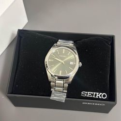 Seiko Men's Essentials Stainless Steel Quartz Green Dial Watch