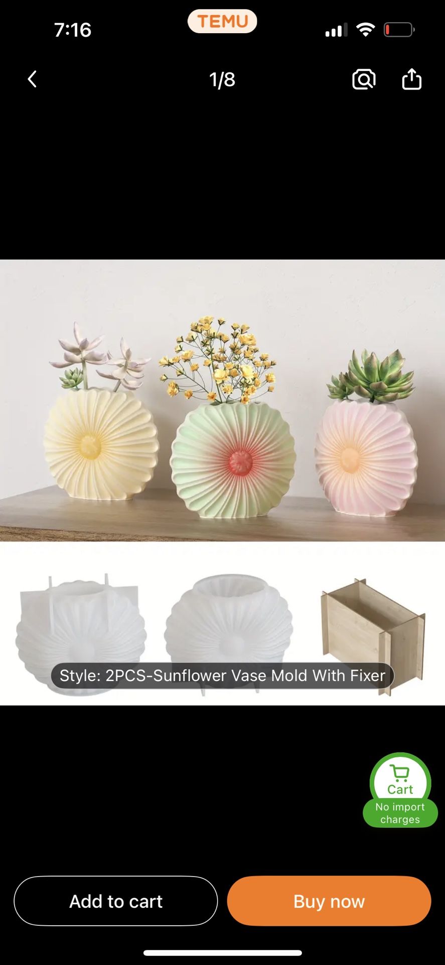 2pcs Sunflower Vase Mold Set