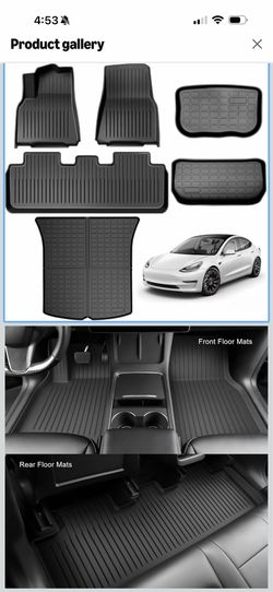 Floor Mats for Tesla Model Y 2023 2022 2021 5-Seat All Weather Custom Fit Car Interior Accessories TPE Cargo Liner Vehicle Trunk Mat Black