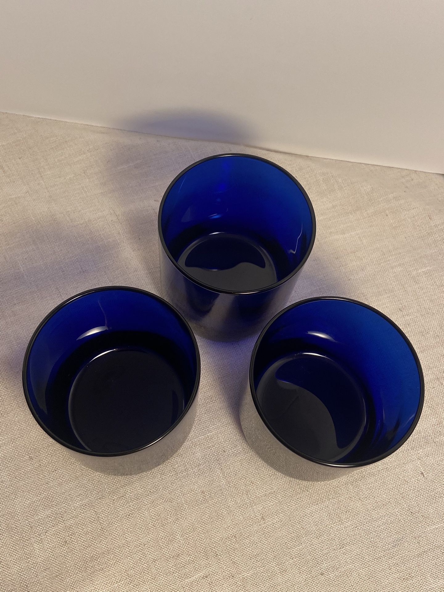 3 Vintage Libbey Cobalt Blue Juice Tumblers Metropolitan lowball Old Fashioned