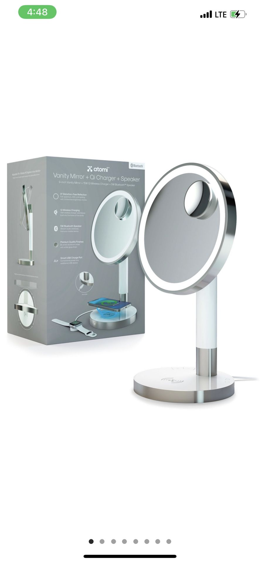 Atomi g" LED Vanity Mirror with Qi Wireless Charging