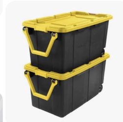 2 Sterilite 40 Gallon Wheeled Rugged Plastic Storage Bins & A 50 Gallon bin