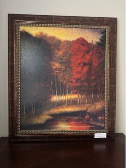 Paintings in various sizes with solid wood frames (dimensions in the bottom right corner)