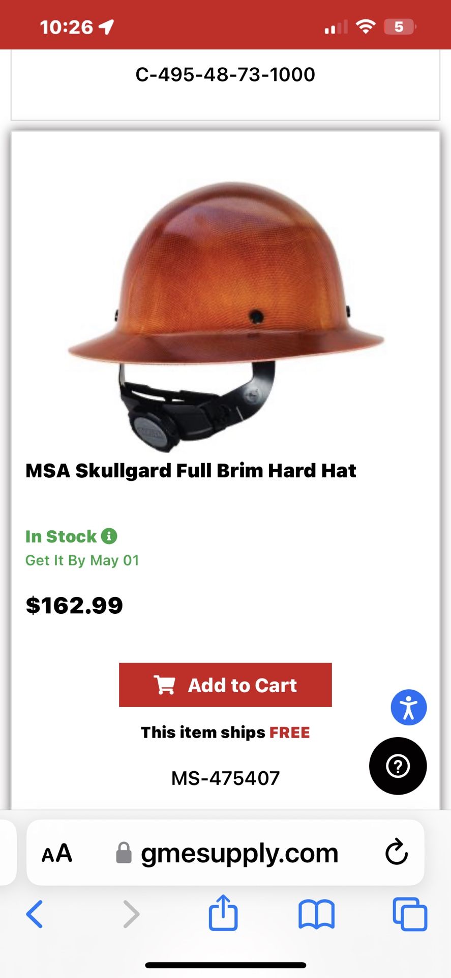 Hard Hat MSA Inspected