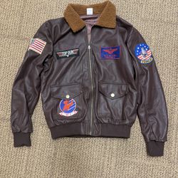 top gun faux leather bomber jacket