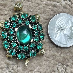 vintage rhinestone turtle brooch