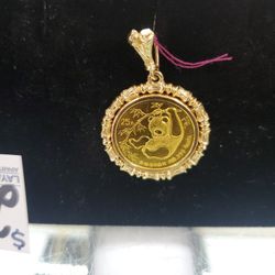 14kt Bamboo Bezel Panda Coin 1986 11.9 Grms 