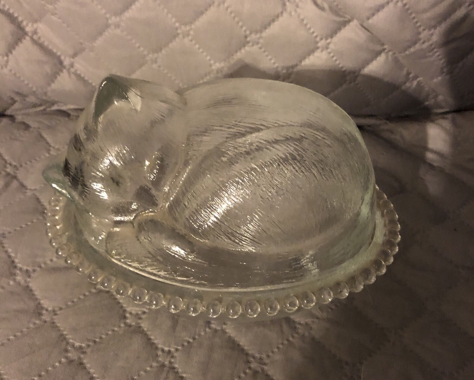 Collectable Vintage Glass Cat Candy/trinket Dish