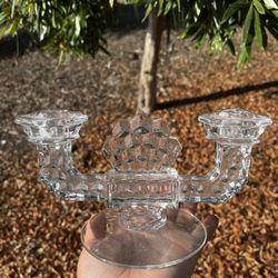 Elegant Vintage Pressed Glass Double Candle Holder
