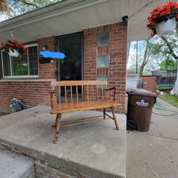 Vintage Wood Spindle Back Bench