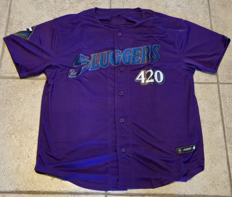 Sluggers Juiced 420 Big League Smoke Baseball Jersey Cannabis Marijuana Pot Weed 2XL New
