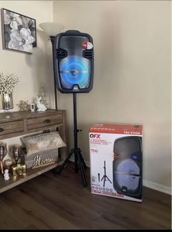 QFX 15" RECHARGEABLE BLUETOOTH SPEAKER WITH MICROPHONE + STAND LED Party LightsπππΆπΆπ€