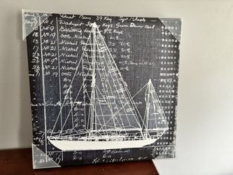 NEW 18x18 Canvas Sailboat Print Nautical Home Decor 