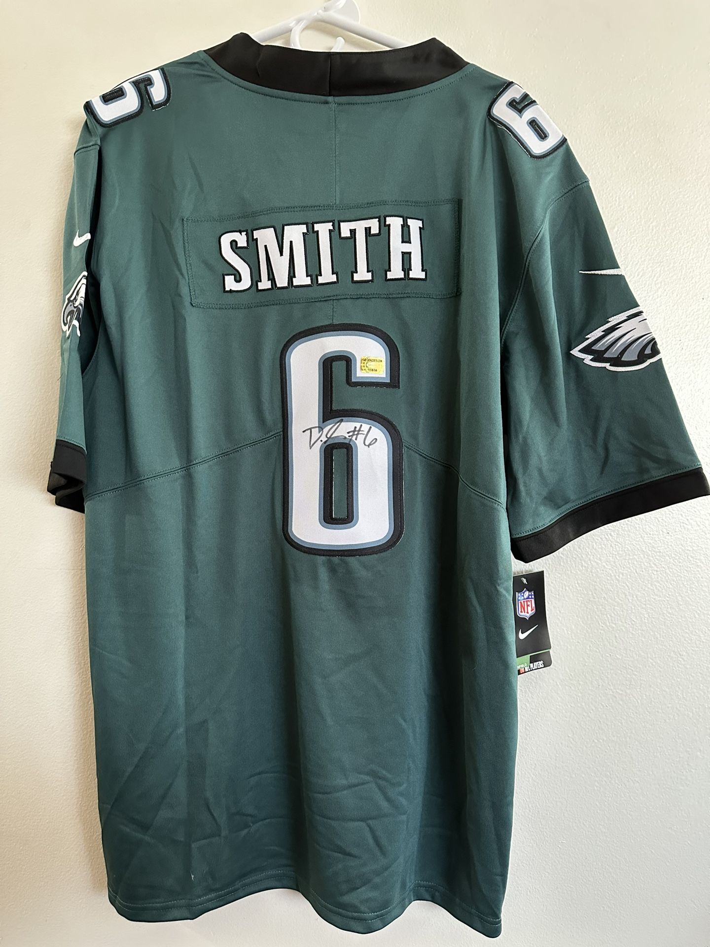 DEVONTA SMITH SIGNED PHILADELPHIA EAGLES AUTOGRAPHED NIKE JERSEY w/COA L 773