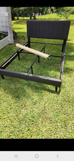 Full Upholstered Platform Bed Frame with Channel Tufted Headboard
