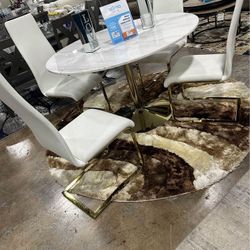 Round Dining Tables Marble And Glass 0$$ Down ** Same Day Delivery**