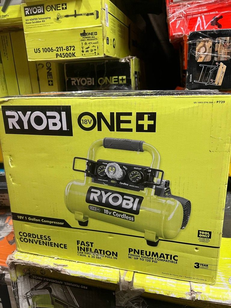 Ryobi ONE+ 1 Gal. 120 PSI Portable 18V Horizontal Air Compressor ( 0.5 CFM at 90 PSI )