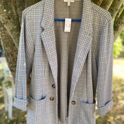 NWT Maurices Size XL Plaid Cardigan Blazer