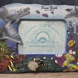 Pismo Beach Dolphin Picture Frame – Coastal Ocean Decor, Holds 4x6 Photo