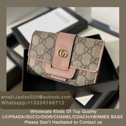 Wholesale! Gucci Pink Wallet Ladies Clip Multi-functional small purse with rich inner compartment