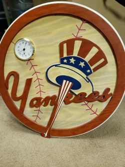 Custom Vintage New York Yankees Wood Clock Sign