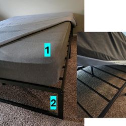 Queen Size Bed + Black Bed Frame
