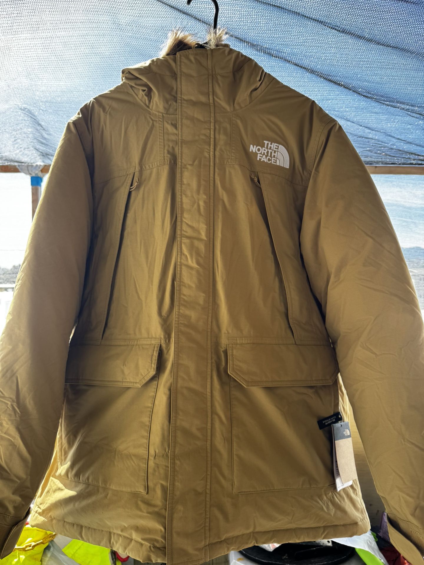 The North Face McMurdo Parka Antelope Tan Down Hooded Faux Fur Jacket Men's L