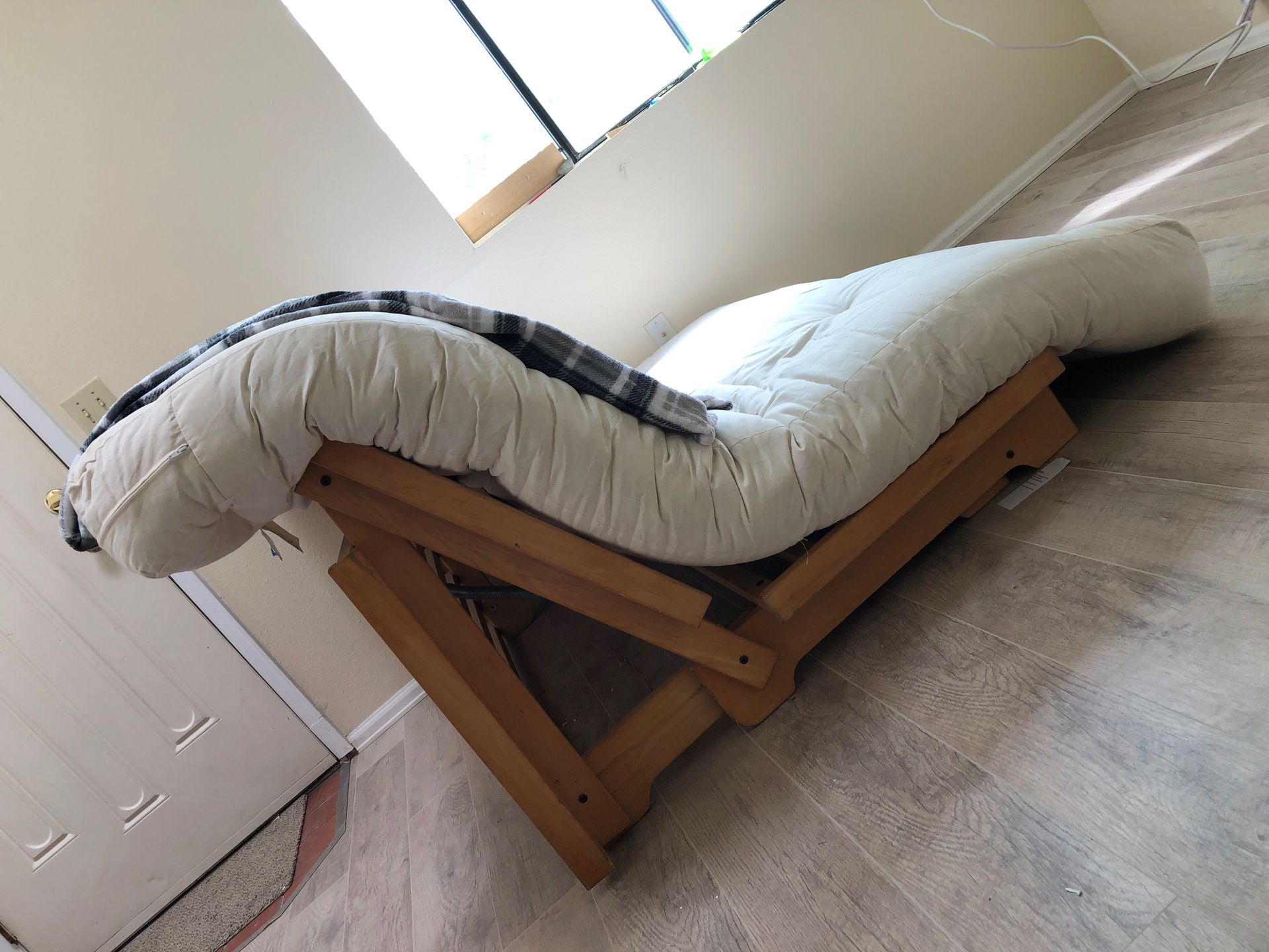 Futon used wood in good shape mattress for futon just needs a cover