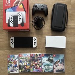 Switch OLED Model Console - 64GB - White Bundle With Pro Controller