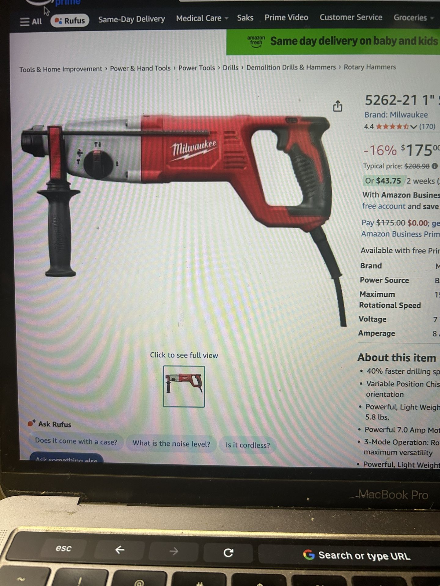 Milwaukee SDS Plus Rotary Hammer Kit 