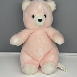 Prestige toy corp. 1986 pink and white vintage higgins bear plush 11”