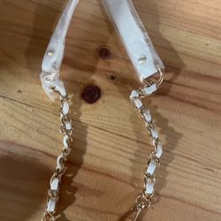 White Gold Leather Handbag Strap