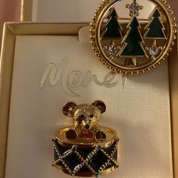 Two (2) MONET XMAS PINS