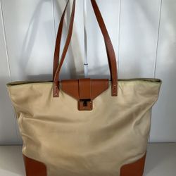 Tory Burch Penn Nylon Tote Bag With Leather Trim.