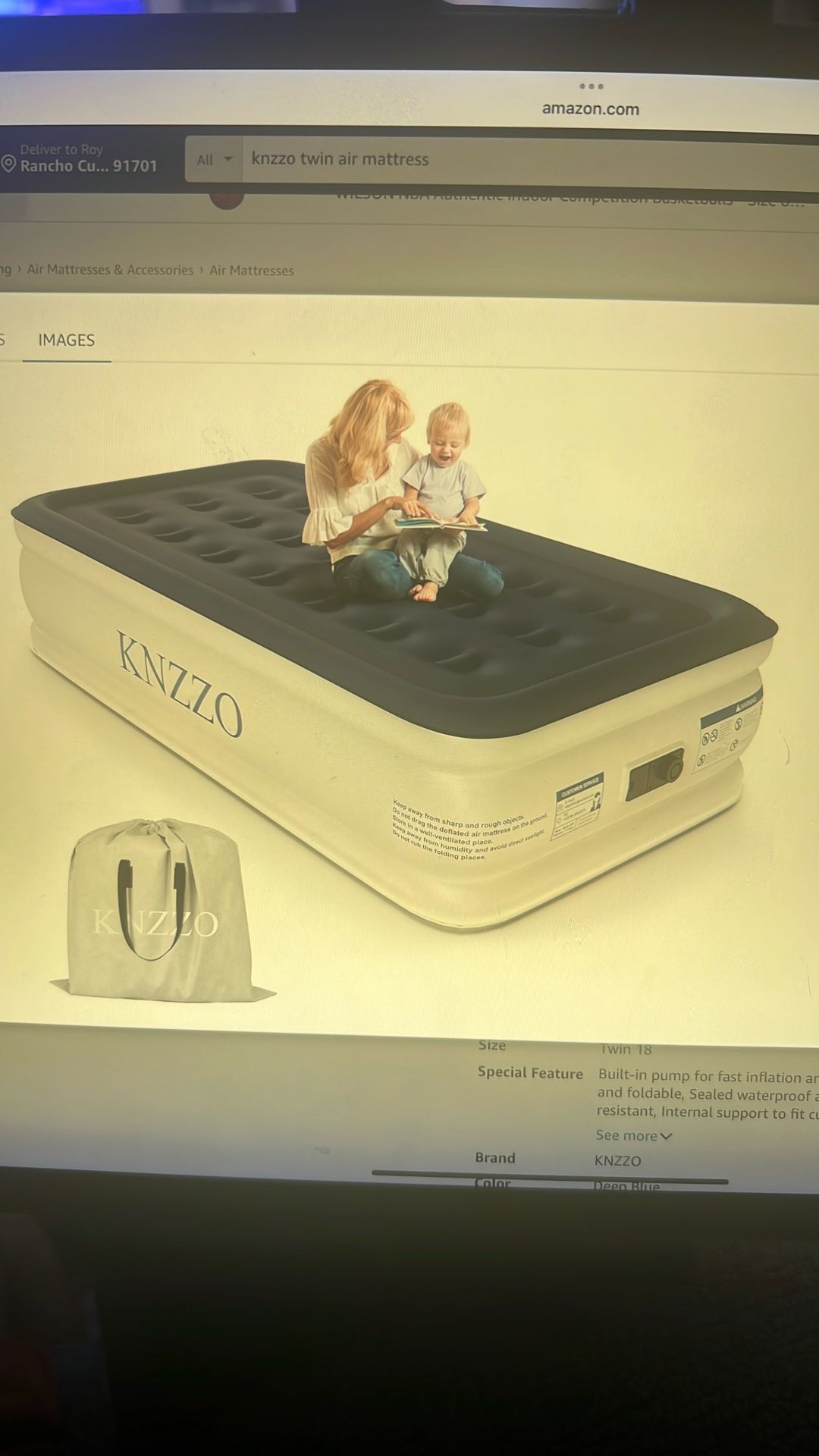 NEW Air Mattress Twin18. W/Built-in Pump, Blow Up Mattress with Soft Flocked Top, Leakproof Inflatable Mattress,Foldable Waterproof Air Bed for Home.