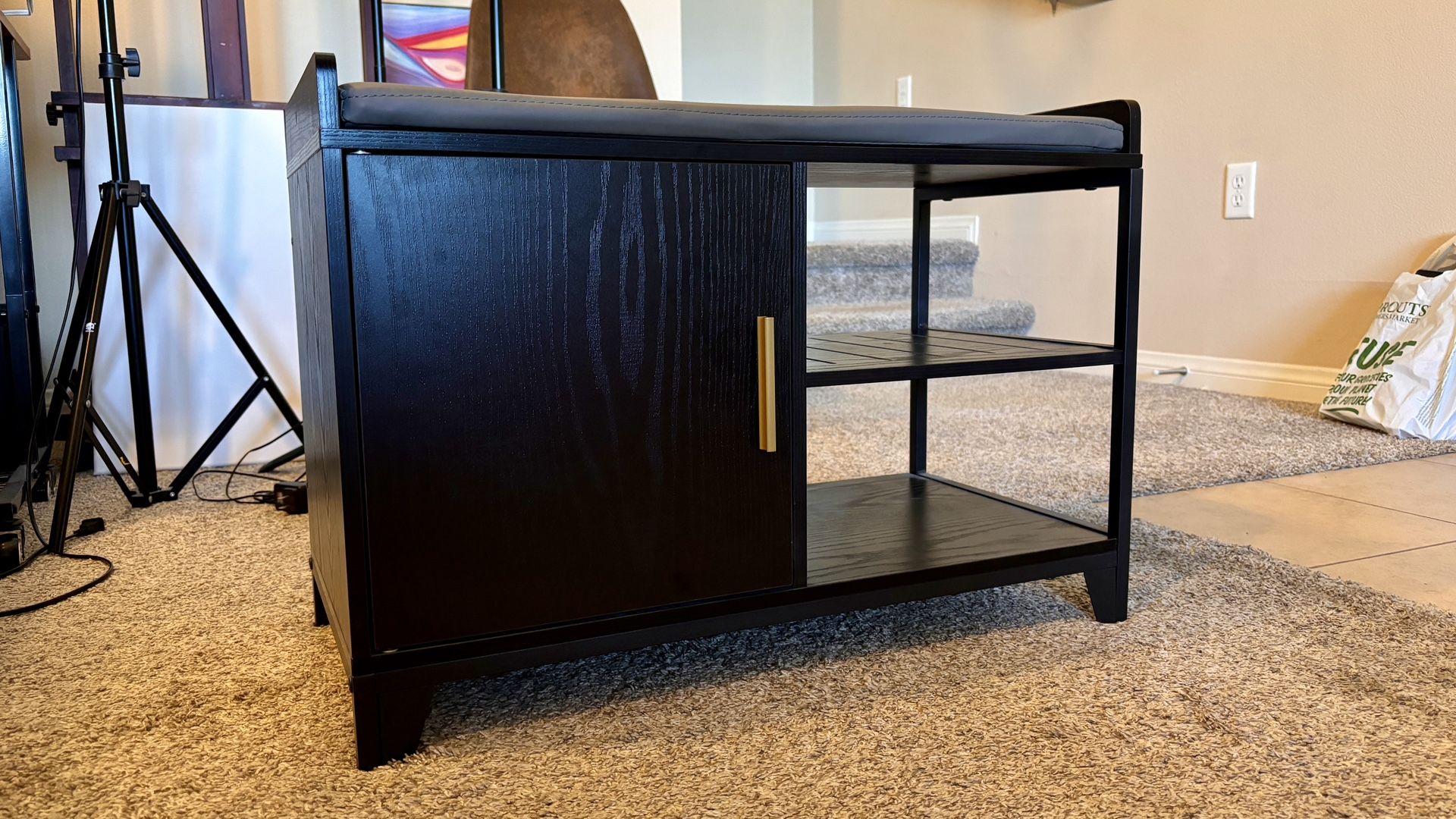 Shoe Storage & Bench for Entryway, 2-Tier Rack Organizer and Removable Seat Cushion
