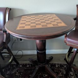 Darafeev Del Mar Pub Table W/ Wood Inlayed Chess Board