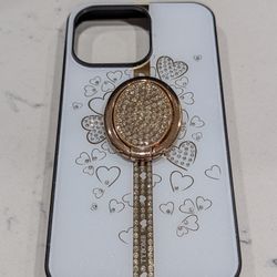 iPhone 13 Pro 6.1" White Bling Heart Case